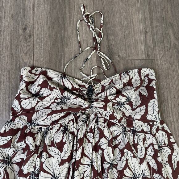 J Crew Cutout Halter Floral Cotton Voile Midi Beach Dress US Women's L New - Picture 3 of 9